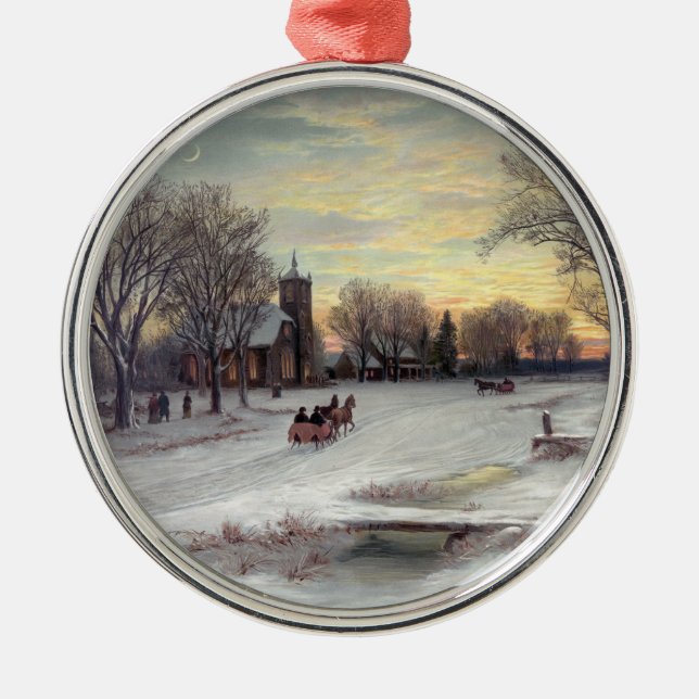 Ornement Rond Argenté Réveillon de Noël (Devant)