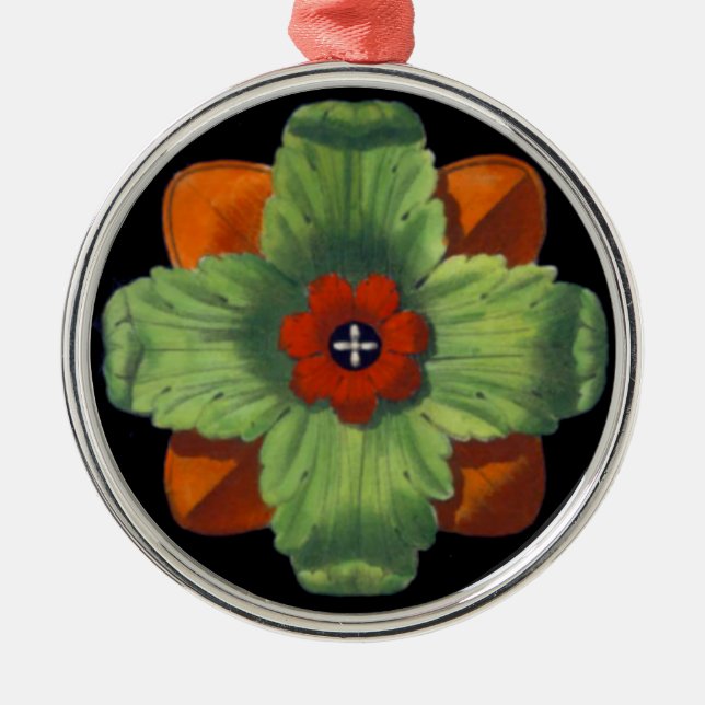 Ornement Rond Argenté Rosette architecturale de la Renaissance italienne (Devant)