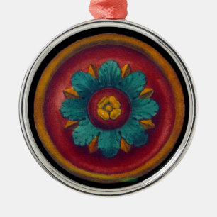 Ornement Rond Argenté Rosette architecturale de la Renaissance italienne