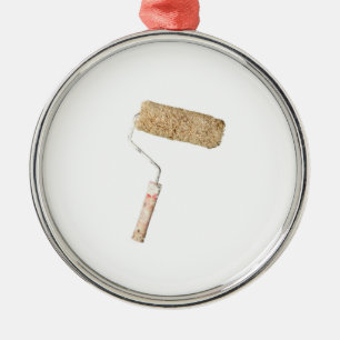 Ornement Rond Argenté Rouleau de peinture sale