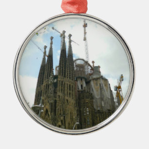 Ornement Rond Argenté Sagrada Familia, Barcelone