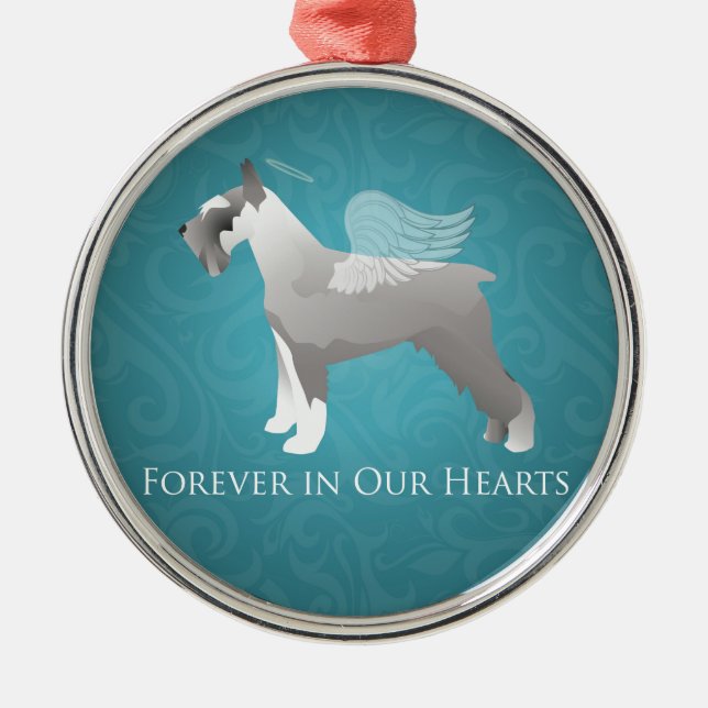 Ornement Rond Argenté Schnauzer Pet Memorial Design (Devant)