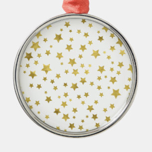 Ornement Rond Argenté Shimmery Goldstars Golden Star Motif