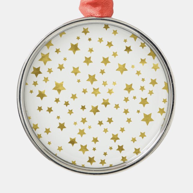 Ornement Rond Argenté Shimmery Goldstars Golden Star Motif (Devant)