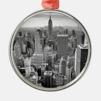 Ornement Rond Argenté Skyline de New York