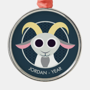 Ornement Rond Argenté Stanley la chèvre