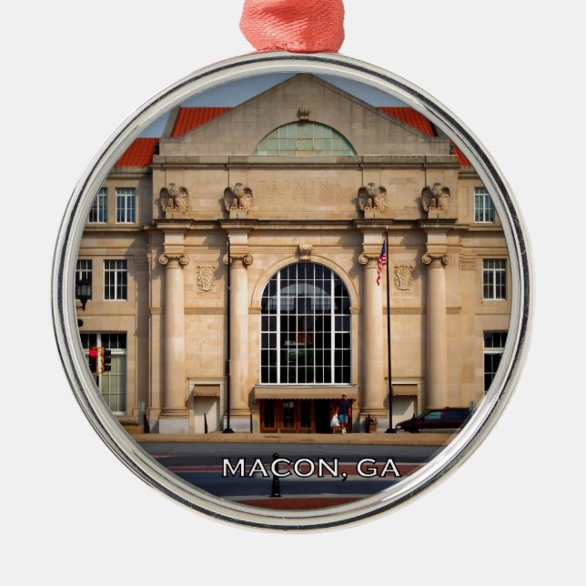 Ornement Rond Argenté STATION TERMINALE - Macon, la Géorgie (Devant)