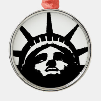 Ornement Rond Argenté Statue d'Art Pop Noir & Blanc de la Liberté