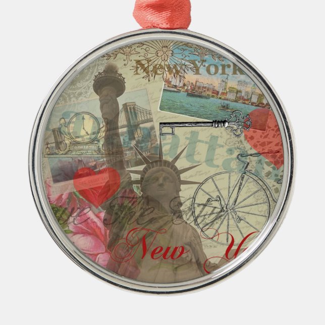 Ornement Rond Argenté Symbole d'Art de New York (Devant)