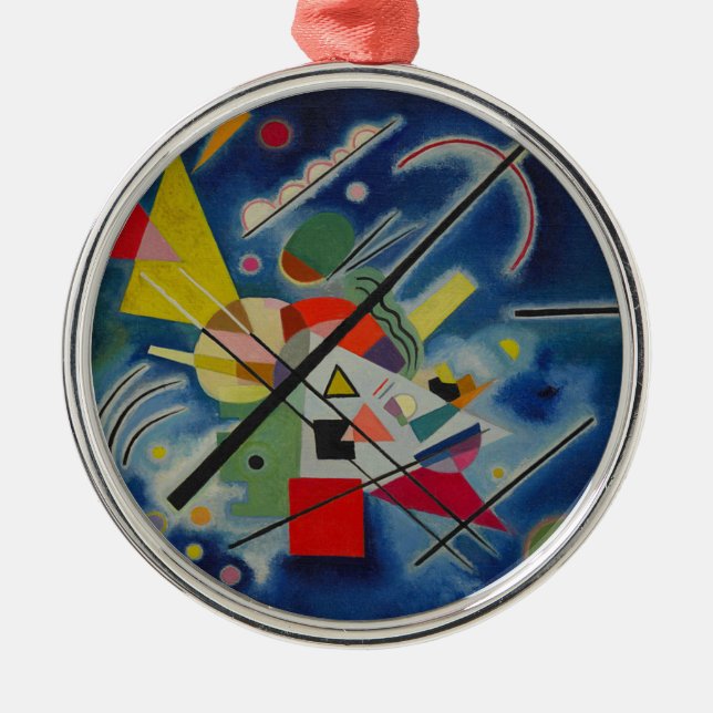 Ornement Rond Argenté Tableau bleu de Kandinsky (Devant)