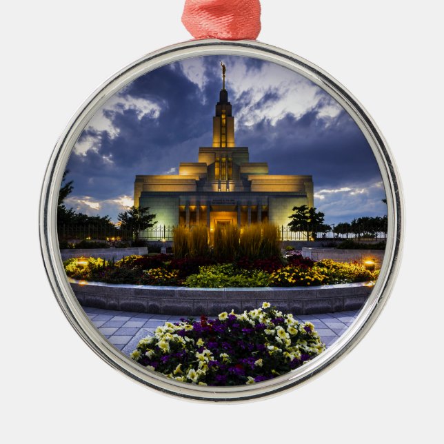 Ornement Rond Argenté Temple mormon de Draper Lds - Utah (Devant)