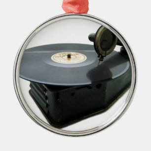 Ornement Rond Argenté Tourne-disque vintage