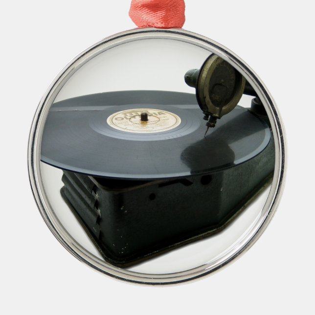 Ornement Rond Argenté Tourne-disque vintage (Devant)