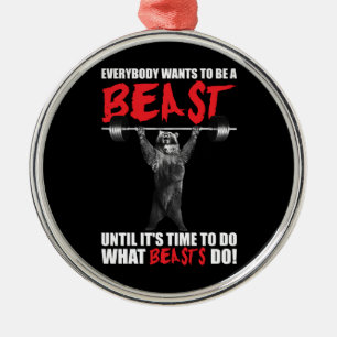 Ornement Rond Argenté Tout le monde veut être une bête - levage d'ours -