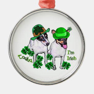 Ornement Rond Argenté Toy Fox Terrier St Pattys