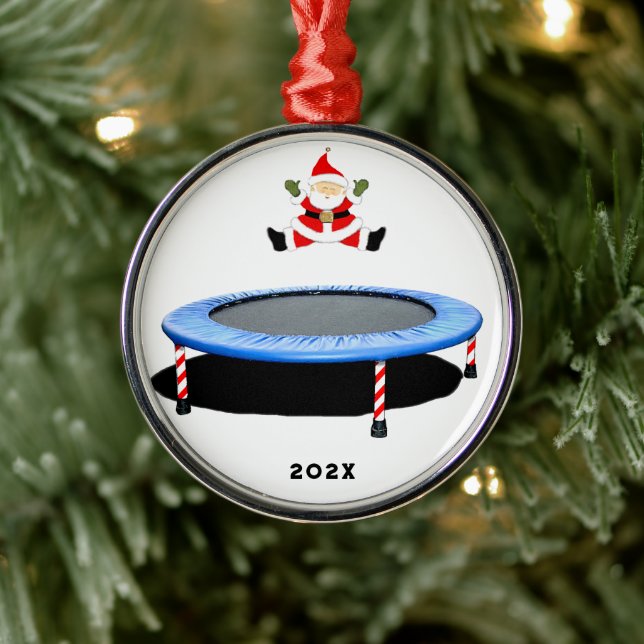 Ornement Rond Argenté Trampoline Noël (Arbre)