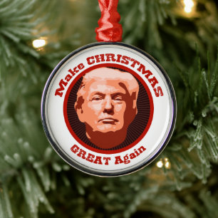 Ornement Rond Argenté Trump Grand Noël