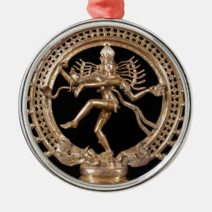 ORNEMENT ROND ARGENTÉ UN DIEU INDOU DE NATARAJ