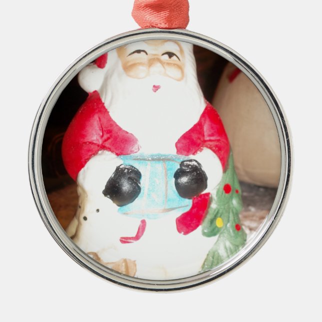 Ornement Rond Argenté unique, élégant, chic, moderne, design, (Devant)