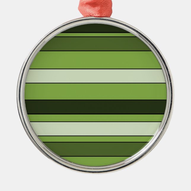 Ornement Rond Argenté Verdure Vert Horizontal Stripes Motif Élégant (Devant)