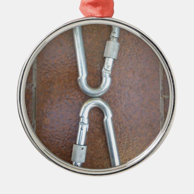 Ornement Rond Argenté Verrouillage : Conception de serrure de carabiner  (Devant)