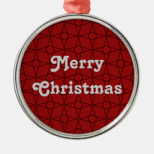 Ornement Rond Argenté Vintage Funk Premium Arrondissement, Rouge foncé