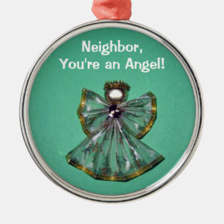 Ornement Rond Argenté Voisin, tu es un ange !