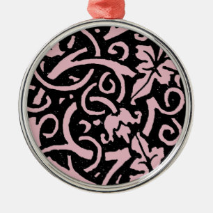 Ornement Rond Argenté William Morris Motif de la feuille de vigne