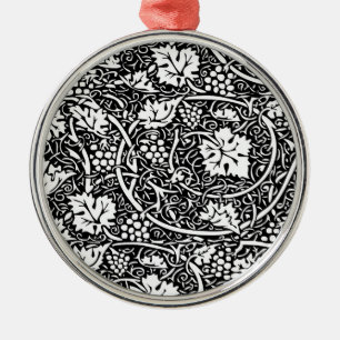 Ornement Rond Argenté William Morris Vin de raisin noir blanc