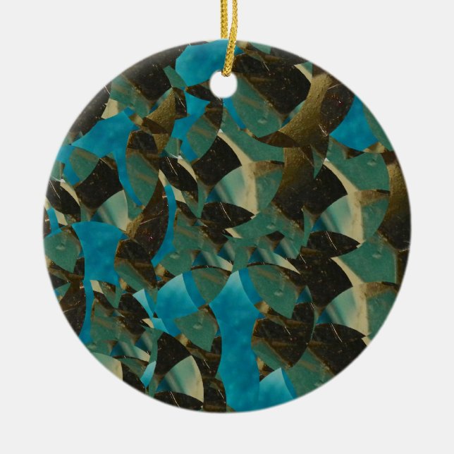 Ornement rond bleu mosaïque (Devant)