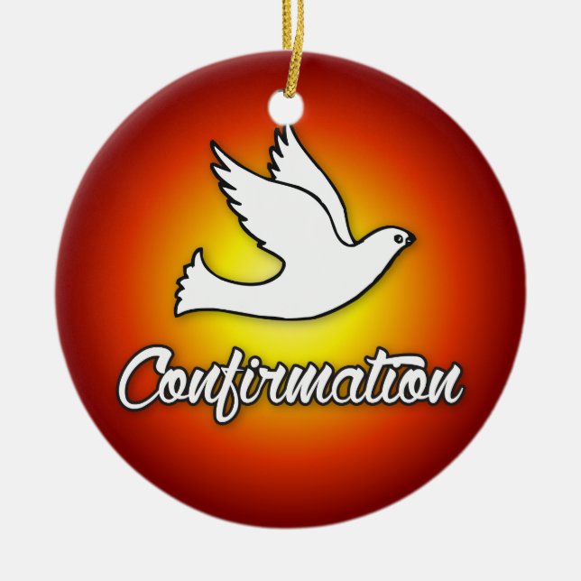 Ornement rond, Confirmation, Colombe, Rouge, Relig (Devant)