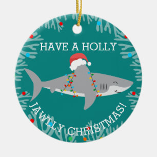 Ornement rond de requin drôle avec nom