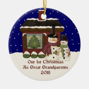 Ornement Rond En Céramique 2018 notre ęr Noël en tant que grand grand-paren