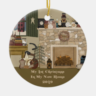 Ornement Rond En Céramique 2019 mon nouveau Noël à la maison