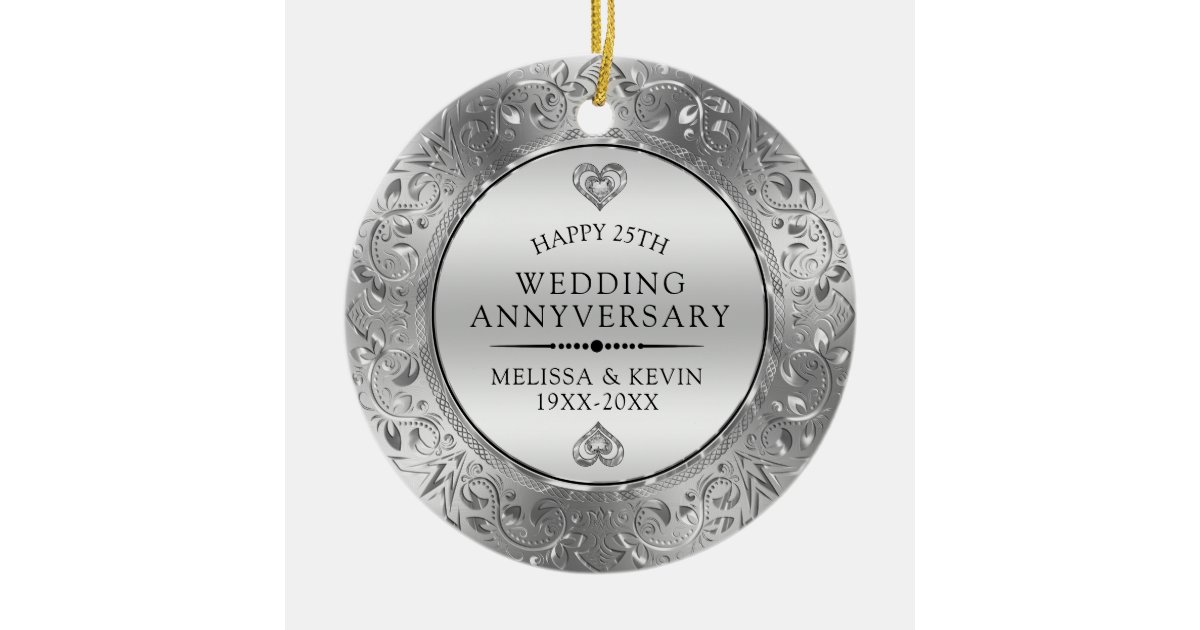 Ornement Rond En Ceramique 25eme Cadre Argente Floral Brillant D Anniversaire Zazzle Fr Ornement Rond En Ceramique 25eme Cadre Argente Floral Brillant D Anniversaire Zazzle Fr