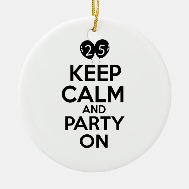 Ornement Rond En Céramique 25èmes conceptions d'anniversaire (Devant)
