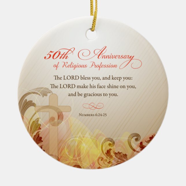 Ornement Rond En Céramique 50e anniversaire de la profession religieuse, Nun (Devant)