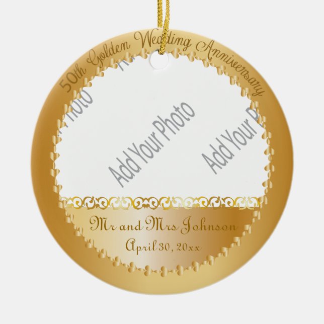 Ornement Rond En Céramique 50e anniversaire du Mariage - Photo do-it-yourself (Devant)