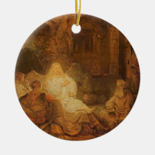 Ornement Rond En Céramique Abraham reçoit les trois anges, 1646 (huile sur l