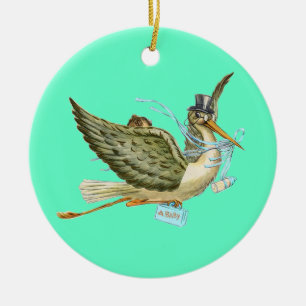 Ornement Rond En Céramique Aigue-marine de bleu de MONOGRAMME de DOUCHE de