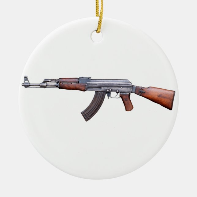 ORNEMENT ROND EN CÉRAMIQUE AK-47 (Devant)