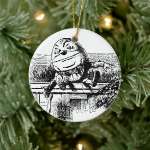 Ornement Rond En Céramique Alice au pays des merveilles vintage, Humpty Dumpt