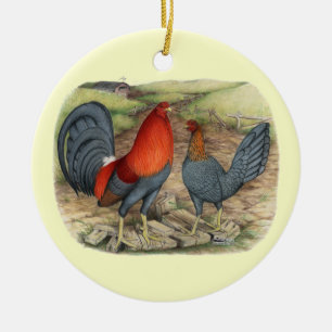 Ornement Rond En Céramique American Game Blue Reds