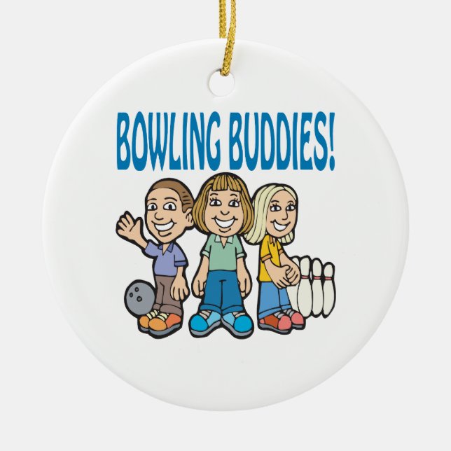 Ornement Rond En Céramique Amis de bowling (Devant)