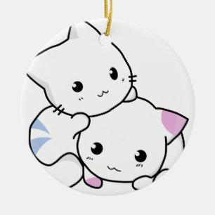 Ornement Rond En Céramique Amis mignons de chat