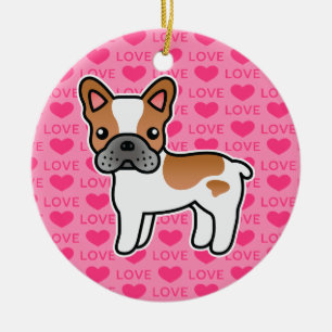 Ornement Rond En Céramique Amour de Bouledogue Français de Dessin Animé Pie R