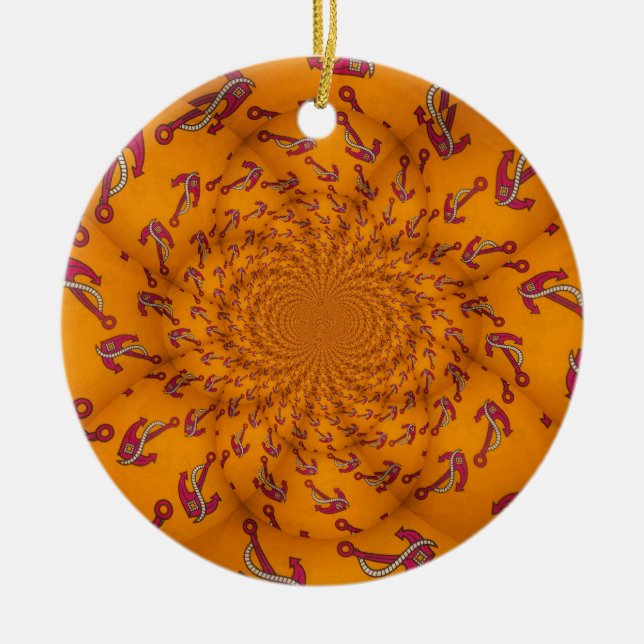 Ornement Rond En Céramique Ancre Kaleidoscope (Devant)