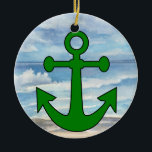 Ornement Rond En Céramique Ancre Paradise Beach<br><div class="desc">Amusez-vous bien avec ceux-ci ! Pensez aux thèmes ! Jouez avec des couleurs arrière - plans, ajoutez ou supprimez du texte, et (moyennant un supplément) customisez le dos avec des images, la couleur, votre logo / infos commerciales, etc. ! Si j'ai ajouté à l'arrière, vous pouvez facilement le supprimer aussi....</div>