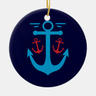 Ornement Rond En Céramique Ancre vintage