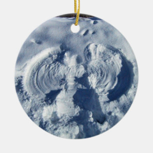 Ornement Rond En Céramique Ange de neige